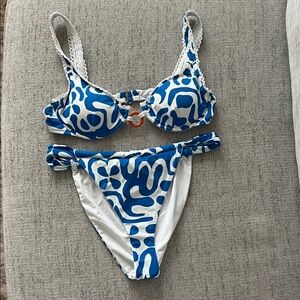 dippin’ daisy Blue and White Bikini Set